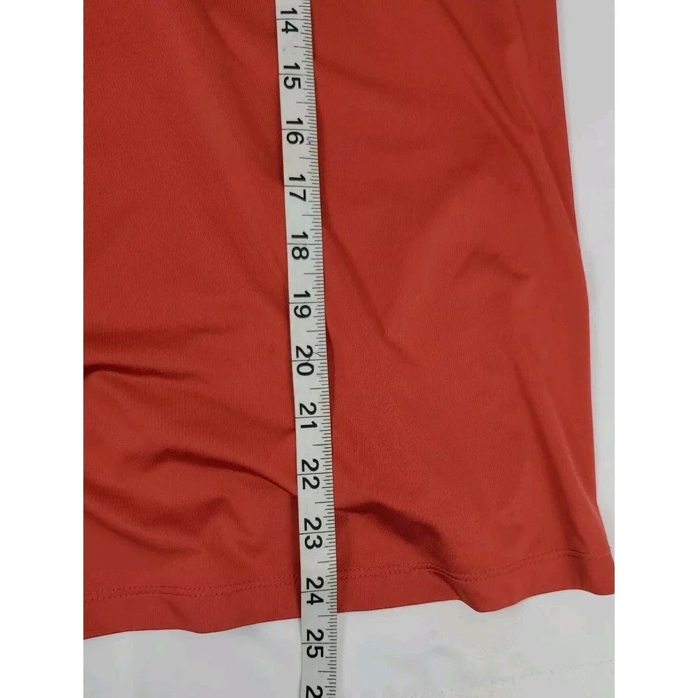 IZOD Golf Womens L Sleeveless Polo Shirt Plaid Trim V Neck Performance‎ Orange